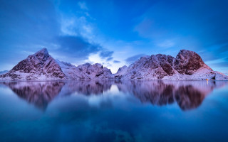 Mountain lake reflection dusk clouds - dusk free wallpaper for desktop