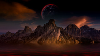 Mountain range planet red light - image of a mountain range free wallpaper
