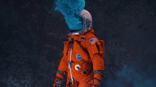 Space astronaut blue wig campfire - a blue wig free wallpaper