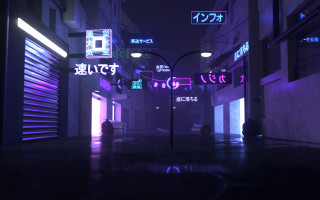 Dark alley neon signs cyberpunk - a dark alley free wallpaper