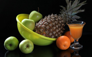 Bowl of fruit orange juice - arcimboldo free wallpaper