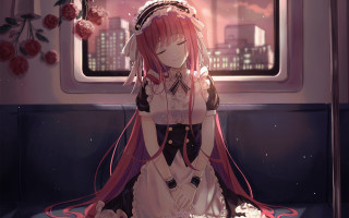 Girl long hair train city - aya goda free wallpaper for desktop