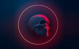 Neon human head red blue - neon light free wallpaper for desktop