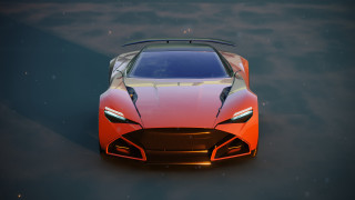 Red sports car astronaut night - a few star free wallpaper