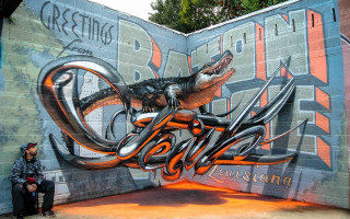 Man bench wall dragon painting - a painting of a dragon free wallpaper