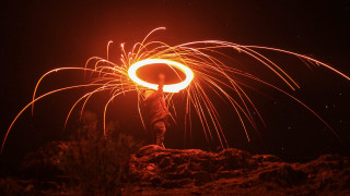 Fire ring night city lights - amir zand free wallpaper