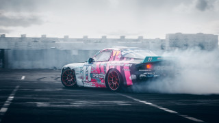 Pink car track smoke 3d - tire free wallpaper for desktop