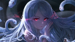 Girl red eyes snake demons - snake free wallpaper