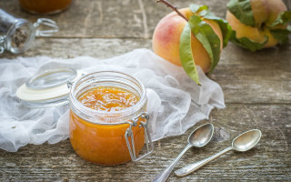 Orange jam spoon table apples - two apple free wallpaper