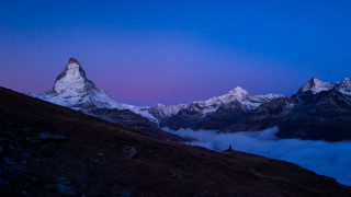 Mountain snow peak clouds purple - peak in the distance free wallpaper