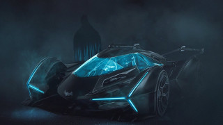 Futuristic blue light car night - the dark night free wallpaper