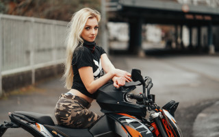 Woman motorcycle parking lot fence - anna katharina block free wallpaper for desktop