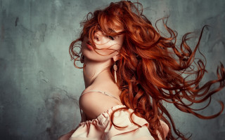 Red hair wind blown portrait - anka zhuravleva free wallpaper