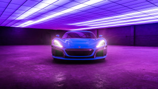 Blue sports car parking garage 8 - the ceiling free wallpaper