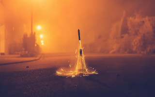 Sticks glow night city sky - filip hodas free wallpaper