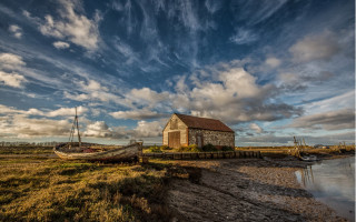 Boat grass field building water - top of a grass free wallpaper for desktop