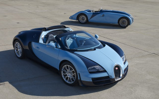 Blue bugatti concrete tarmac driving - free cars wallpaper