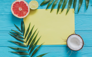 Grapefruit coconut blue table summer - summer vibrancy free wallpaper