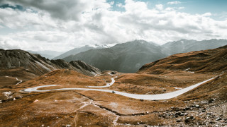 Mountain road clouds sky landscape - winding free wallpaper for desktop