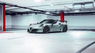 Silver sports car garage red 5 - a white floor free wallpaper