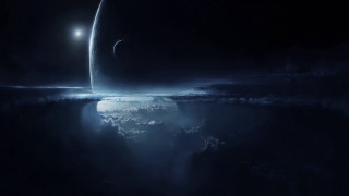 Space earth horizon moon star - a space scene free wallpaper for desktop