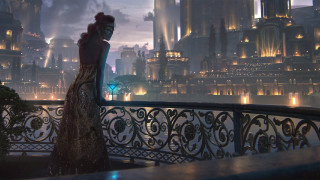Woman dress balcony city night - a balcony free wallpaper for desktop