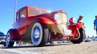 Red car road man blue - the side of a road next free wallpaper