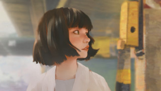 Woman black hair white shirt 5 - atey ghailan free wallpaper for desktop