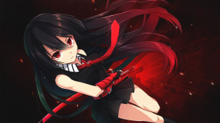 Girl sword blood red background - her hand and blood free wallpaper