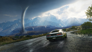 Car tornado cloud city mountain - free rain wallpaper for desktop