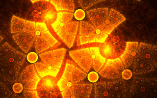 Yellow orange abstract bubbles fractals - the center of the image free wallpaper