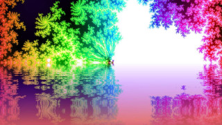 Colorful tree reflection water rainbow - fractal free wallpaper for desktop