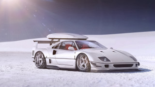 White sports car surfboard snow 2 - the sun shining free wallpaper