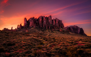 Mountain red sky clouds bushes - a red sky in the background free wallpaper