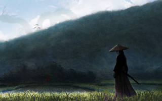 Woman dress hat field bird 2 - cinematic matte painting free wallpaper for desktop