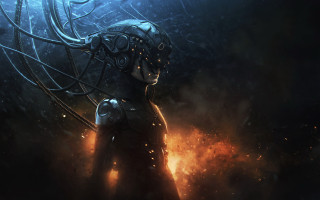 Futuristic woman octopus helmet cyberpunk - cedric peyravernay free wallpaper