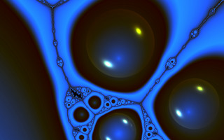 Blue black bubbles center raytraced - bubble free wallpaper for desktop