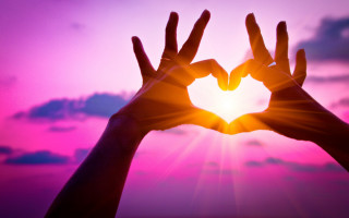 Heart shape sunset cloudy sky - a heart shape free wallpaper for desktop