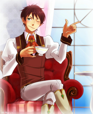 Man sitting chair coffee pointing - a chair holding free wallpaper