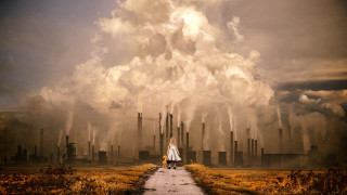 Woman white dress dirt road 2 - a dirt road in front free wallpaper