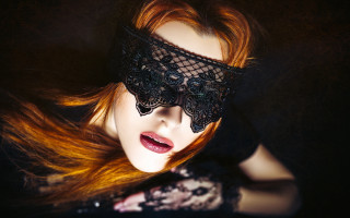Red hair black mask gothic - red hair free wallpaper