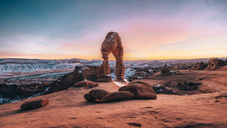 Giant animal beach mountain sunset - a colorful sky free wallpaper