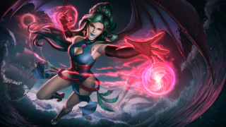 Woman glowing orb demon wings - her hand and a demon free wallpaper