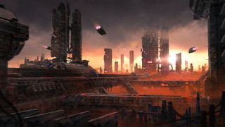 Futuristic city sky water architecture - a futuristic city free wallpaper