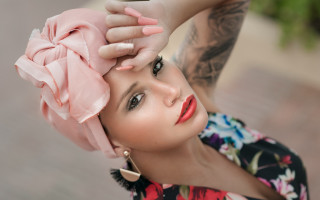 Pink flower woman fashion 3d - a tattoo free wallpaper for desktop