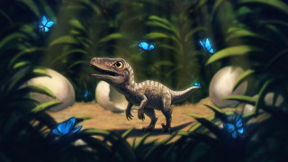 Small dinosaur jungle butterflies bird - rossdraw global illumination free wallpaper
