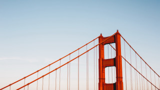 Large bridge plane blue sky - a large bridge free wallpaper