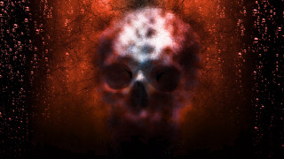 Strange skull water drops red - a strange look free wallpaper