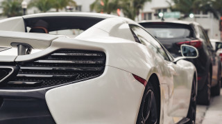White sports car palm trees 2 - chrome free wallpaper for desktop