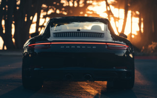 Porsche sunset 3d render beautiful - the side of the road free wallpaper